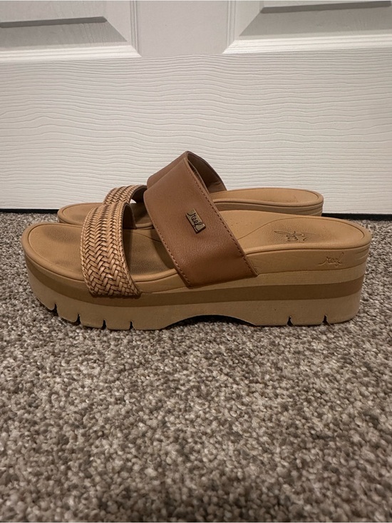 Reef Shoes - Reef Women’s Brown Woven Platform Slide Sandals